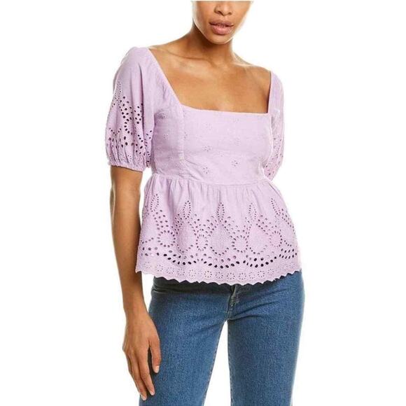 NWT Walter Baker Novalee Top Lavender Eyelet Medium (b40) - Picture 2 of 4